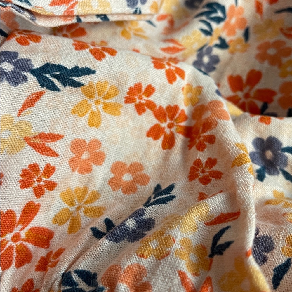 Sonoma  Orange Floral‎ Linen Blend Tie Strap Tank Top Size X Large Square Neck - Picture 6 of 6